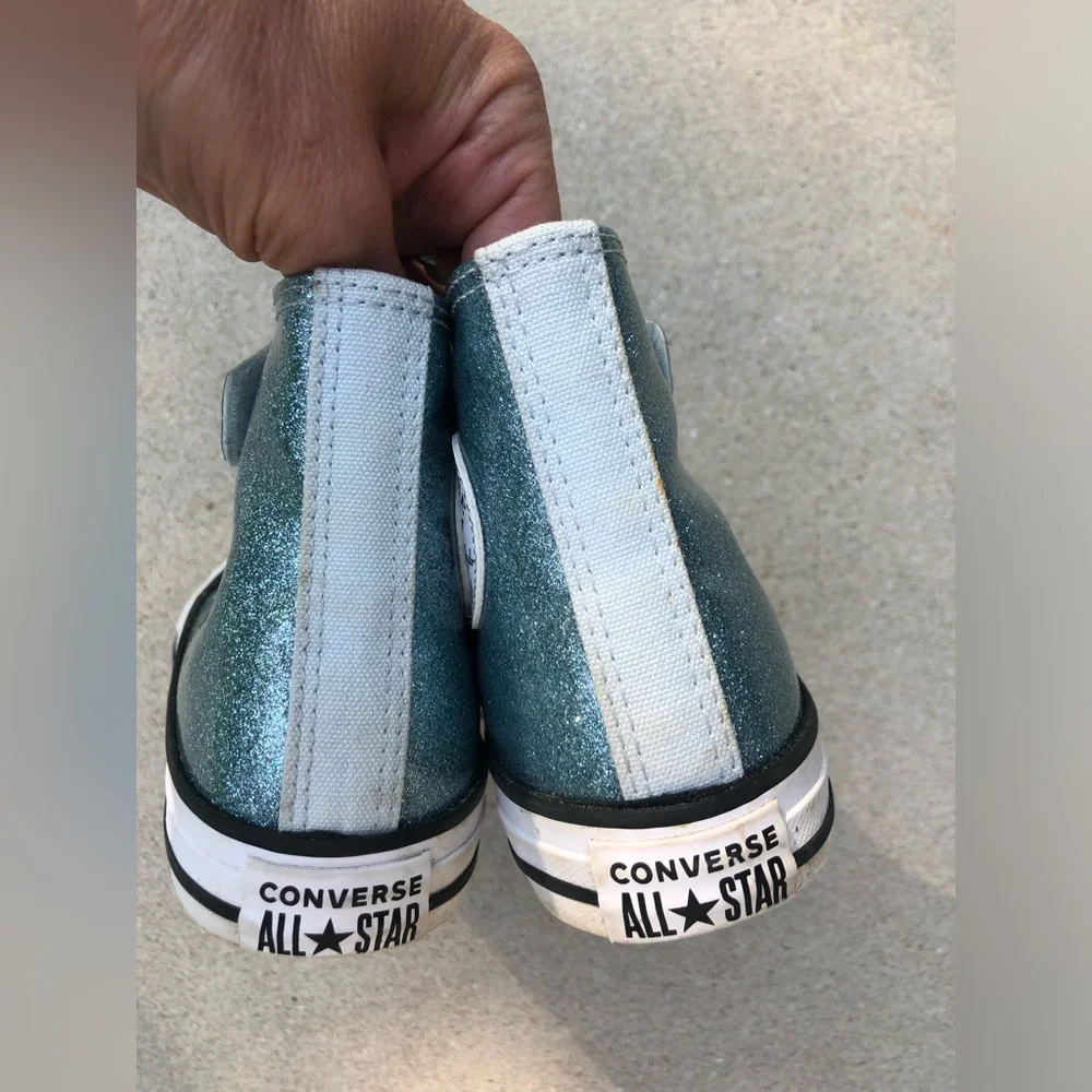 Converse Teal Glitter High Top Sneakers 2